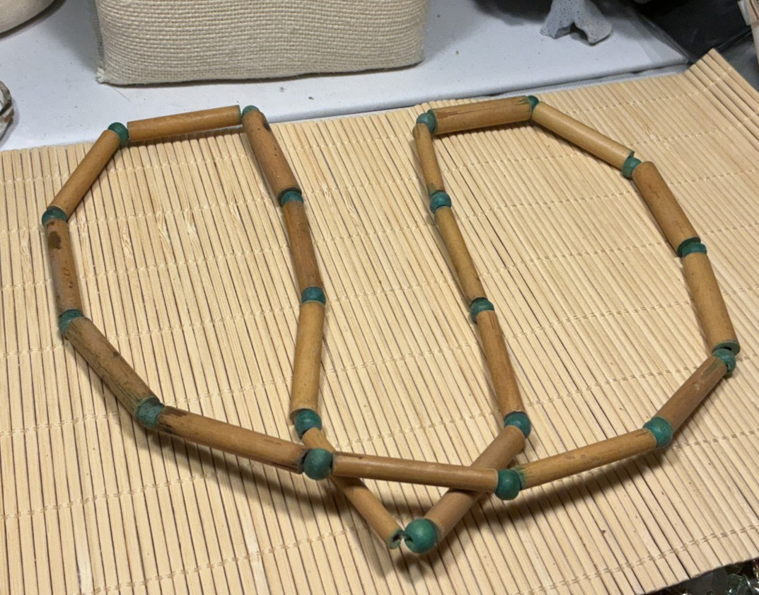 Fashion Necklace Bamboo Wood Tube Round Beaded Strand Lot 93A