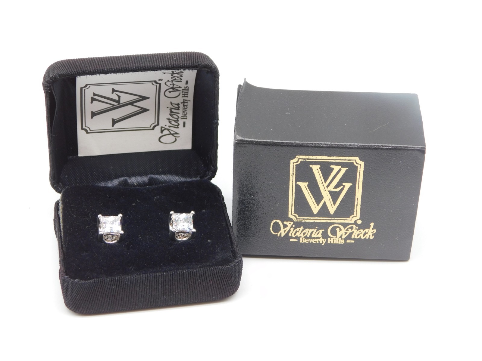 JTV DESIGNER VICTORIA WIECK STERLING SILVER FRENCH PASTE STONE POST EARRINGS