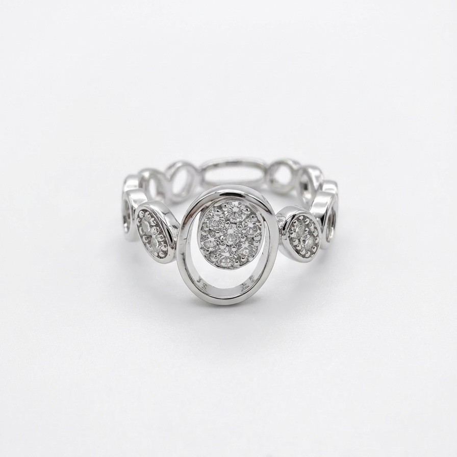 Silver Plated Stainless Steel Luxury Ring Adjustable- NON TARNISH BOND (248)