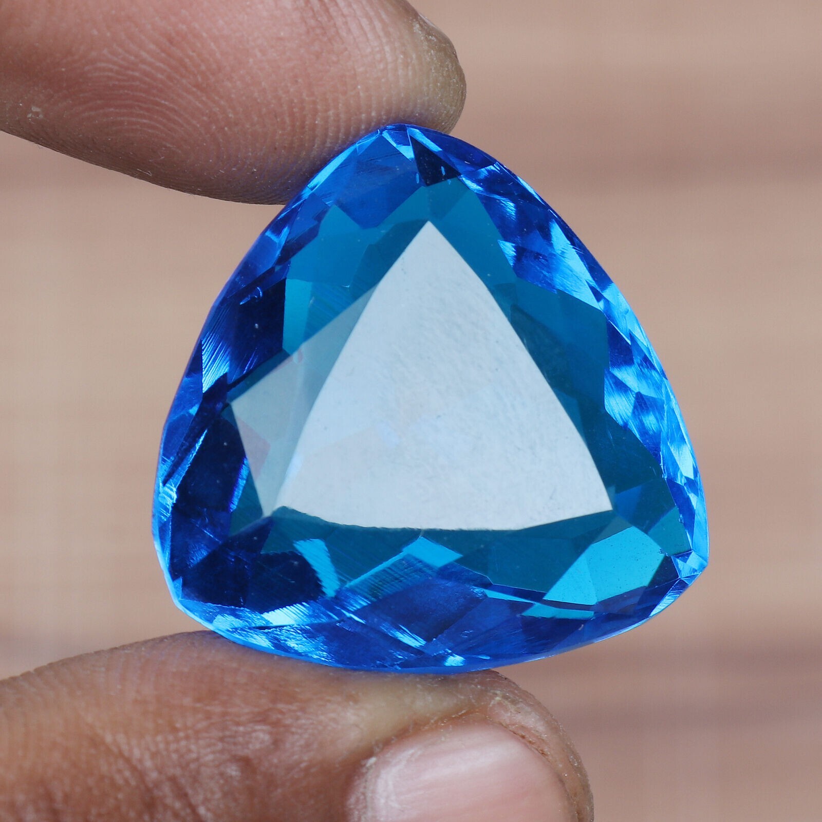 AAA+ Large Blue Topaz 72.25 Ct. Trillion Cut Faceted Loose Gemstone @Gifts Women