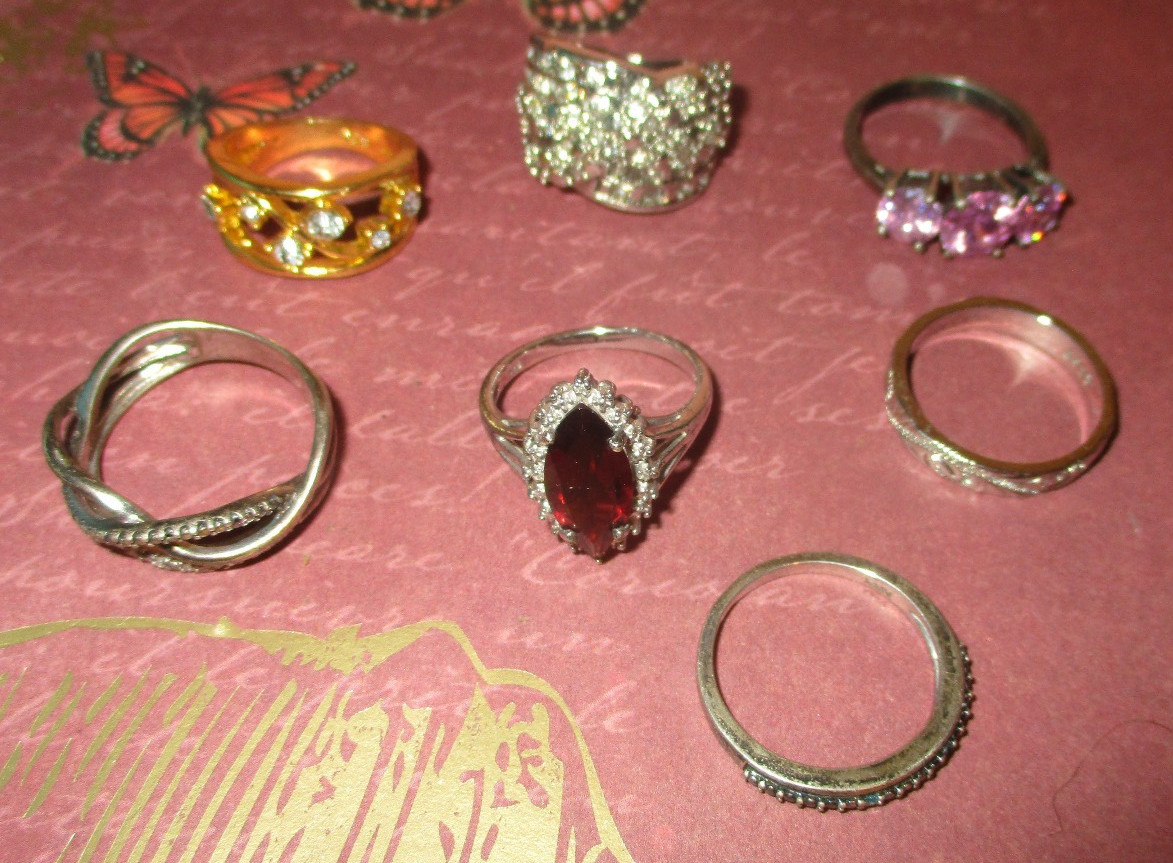 Beautiful Sterling Silver Rings Lot Of 7 Multi Colored Stones Marked .925