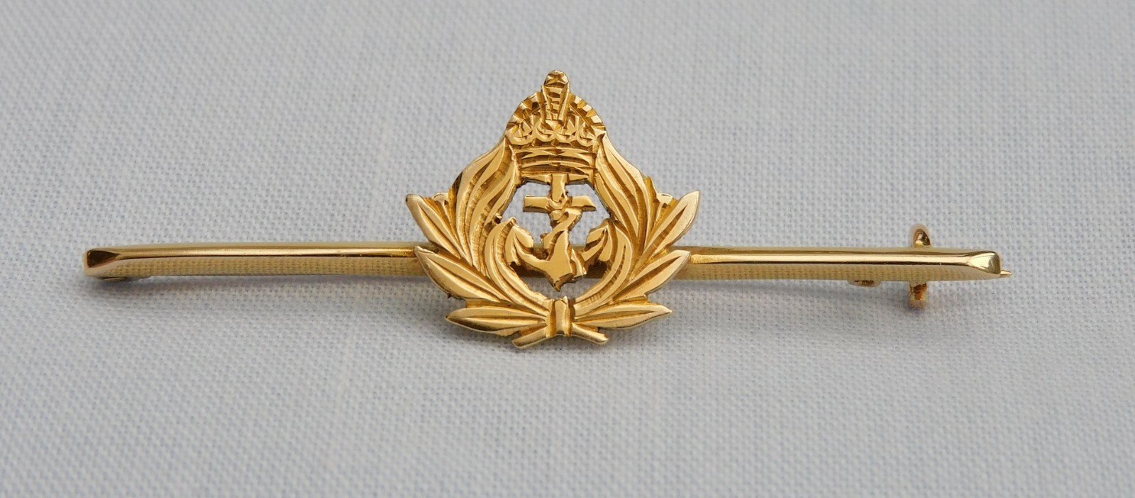 RARE WORLD WAR 1 WW1 9CT YELLOW GOLD ROYAL NAVY SWEETHEART BAR BROOCH 2.6g