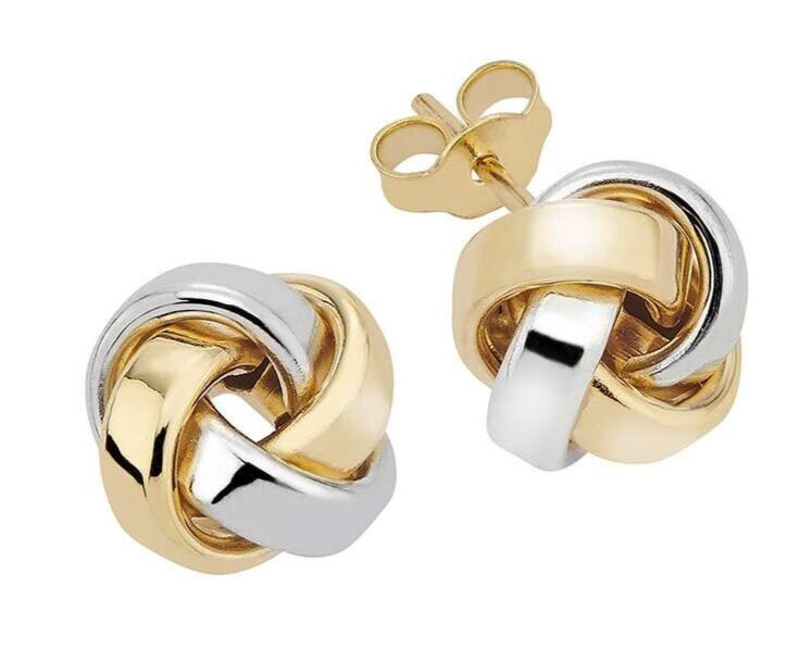 585 ECHT GOLD *** Ohrstecker Knoten bicolor 10 mm Ø