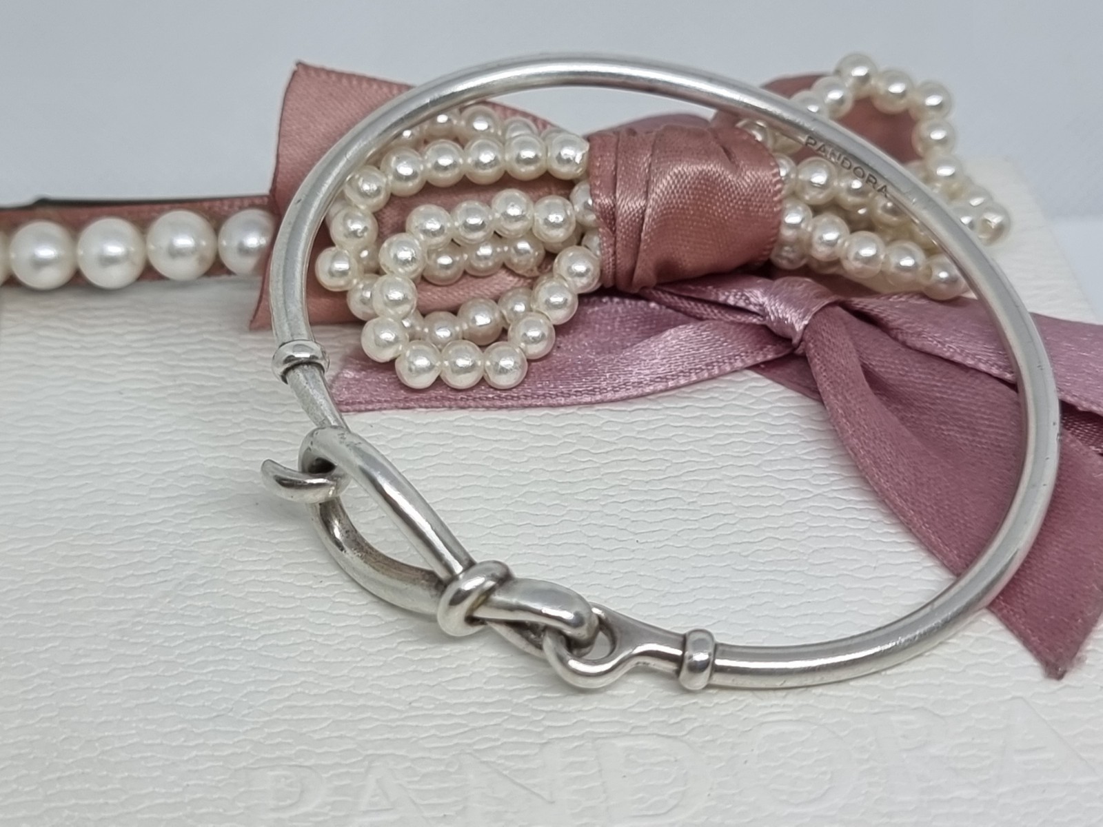 Genuine Pandora Silver Infinity Knot Bangle Size 2 💕 17.5cm