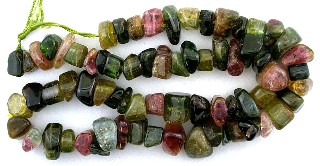 Multi Color Tourmaline Polished 7mm To 13mm Crystal Gemstone 16″ Bead Strand