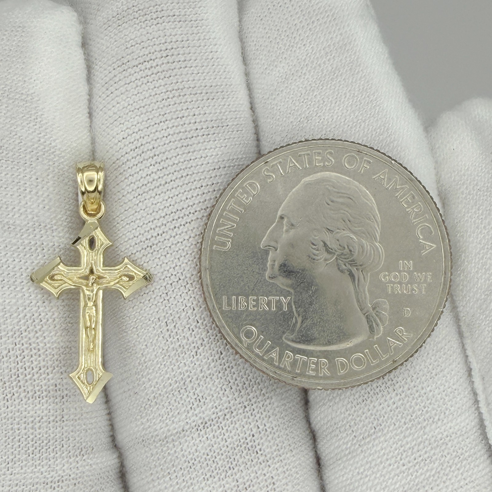 10k Yellow Gold Crucifix Cross Religious Jewelry Gift For Her Him Charm Pendant