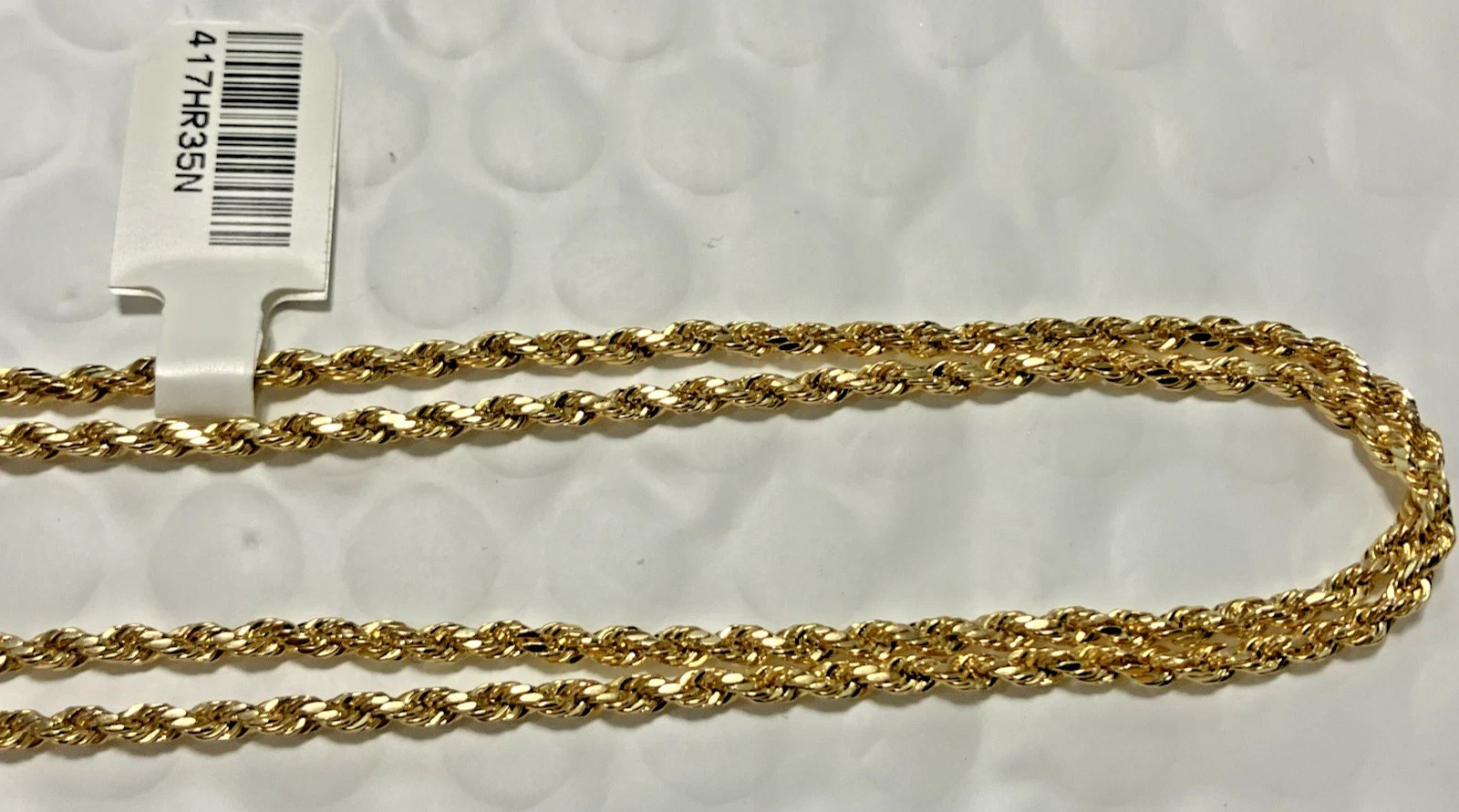 10kt Real Gold Rope Hollow Chain 3.5Grams 2.5mm 24” Necklace GND Brand NWT 10K