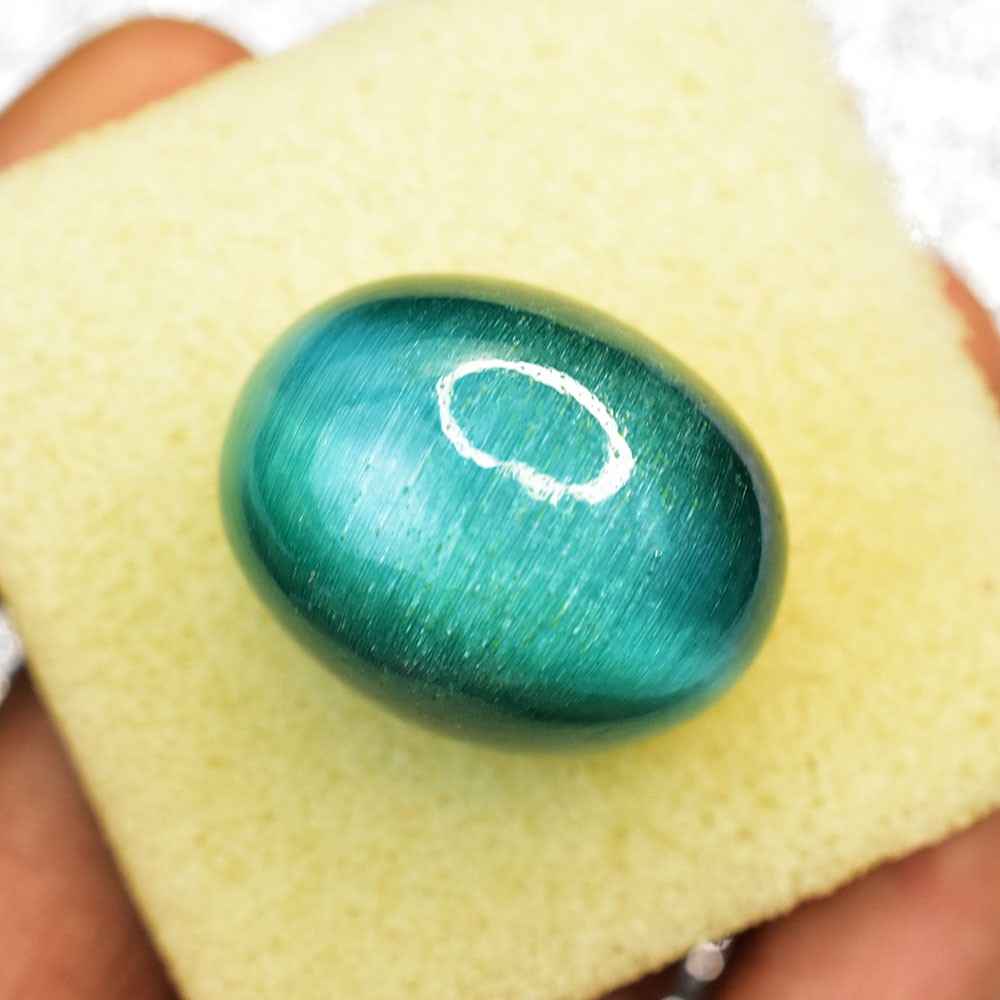 Natural Green Cat’s Eye CERTIFIED 84.70 Ct RARE Cabochon Cut Loose Gemstone