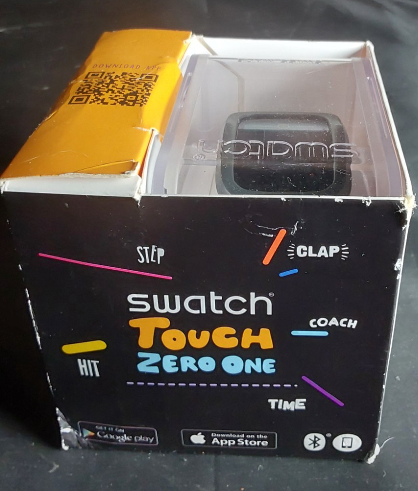 Swatch Touch Digital Watch w/Original & Papers Box-Tan/Grey Strap-UNTESTED!!!!