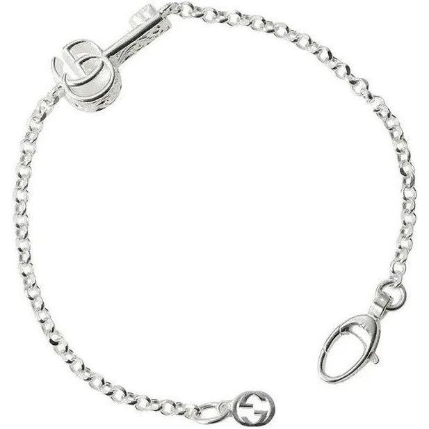 Authentic Gucci Double G Marmont Key Charm Bracelet 925 Silver Made in Italy NEW