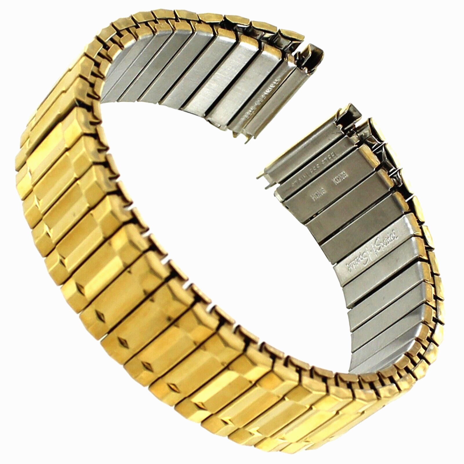 15-19mm Hirsch Bijou Stainless Steel Textured Shiny Gold Tone Watch Band 2391