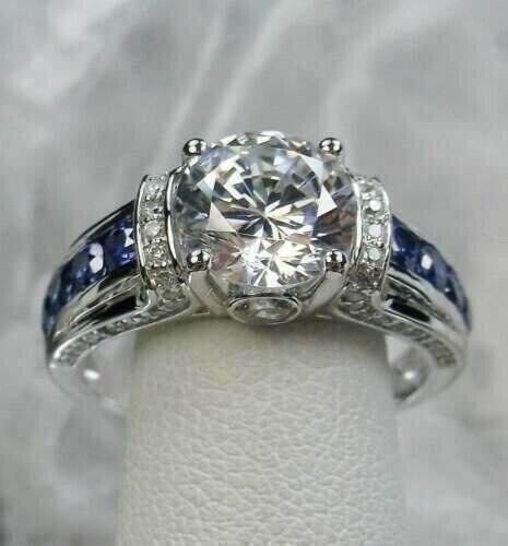 4 Ctw Round Cut Created Diamonds Solitaire Engagement Ring 14K White Gold Plated