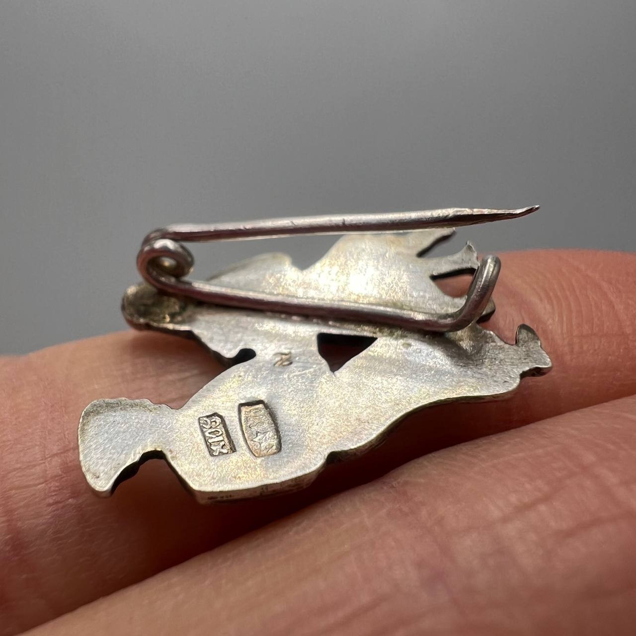 1968 Vintage Ukrainian 875 Silver Brooch Hopak Dance Folk Costume Pin Ukraine