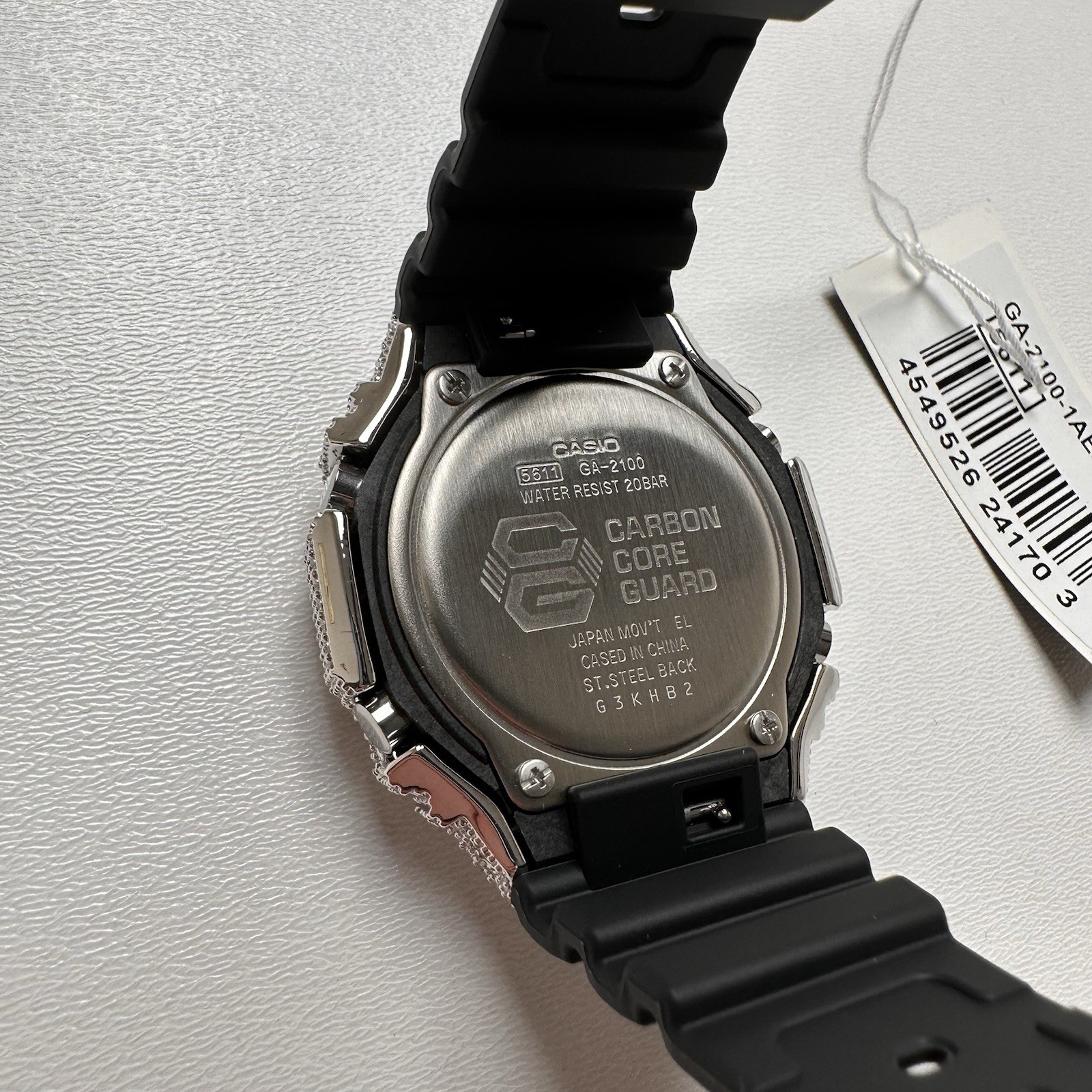 Custom Casio G-Shock GA-2100 Silver Moissanite Iced Watch New With Tags