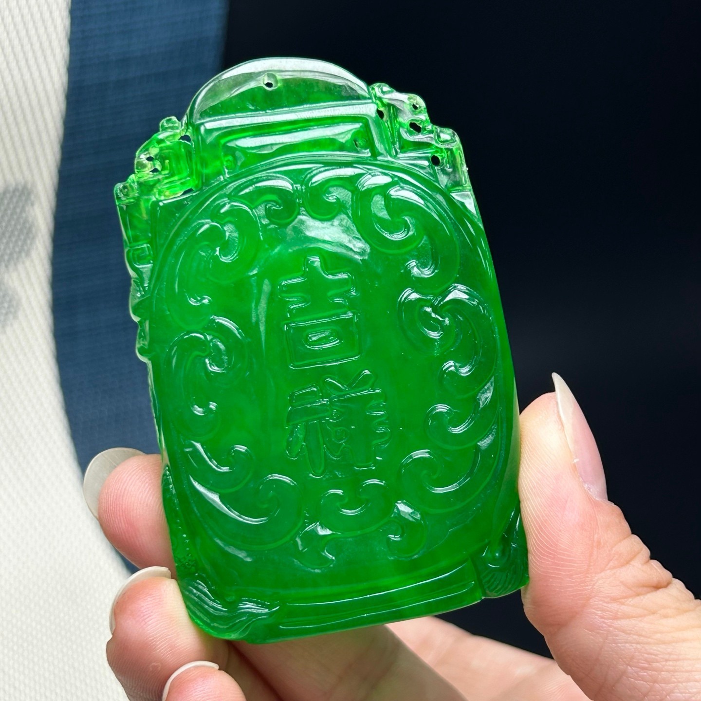 Natural ice green Burmese Jade Jadeite Carved Dragon Pendant&Necklaces