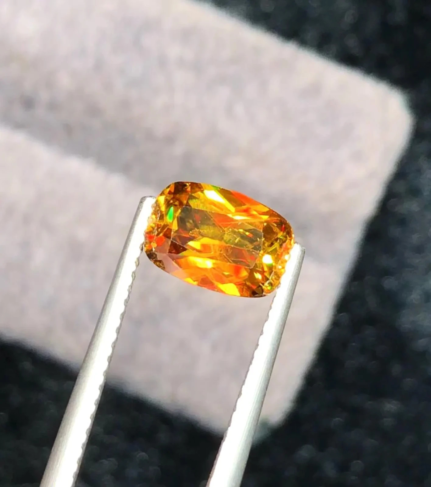 Full Fire Golden Sphene/Titanite Gemstone, Cushion Cut Rare Yellow Sphene 1.85CT