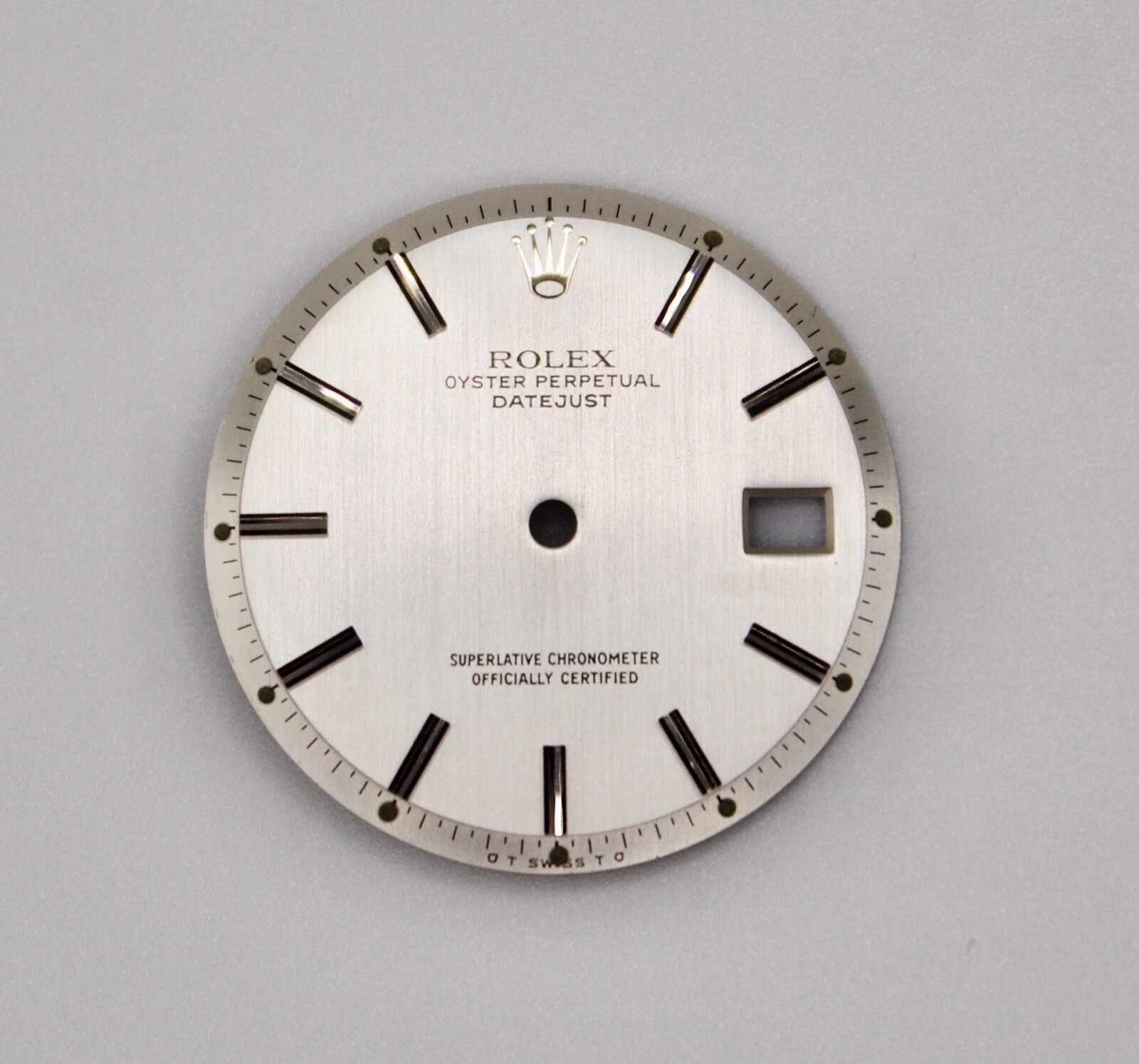 ORIGINAL Rolex Dial 36mm Datejust Silver S/S w Date Linen 1600/1601/1603 Swiss