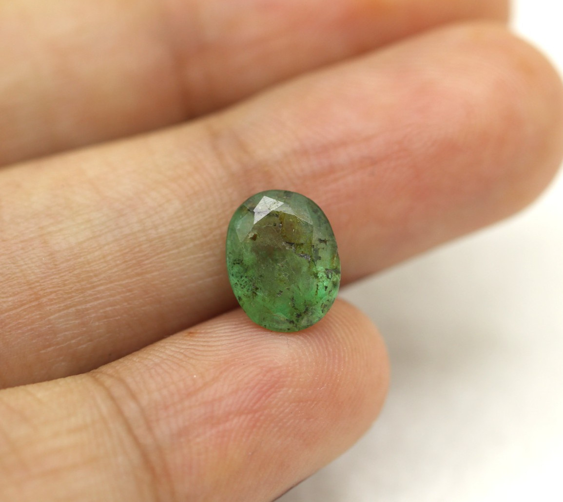1.60 Ct Natural Green Emerald Untreated Oval Cut 9×7 mm Brazil Loose Gemstone