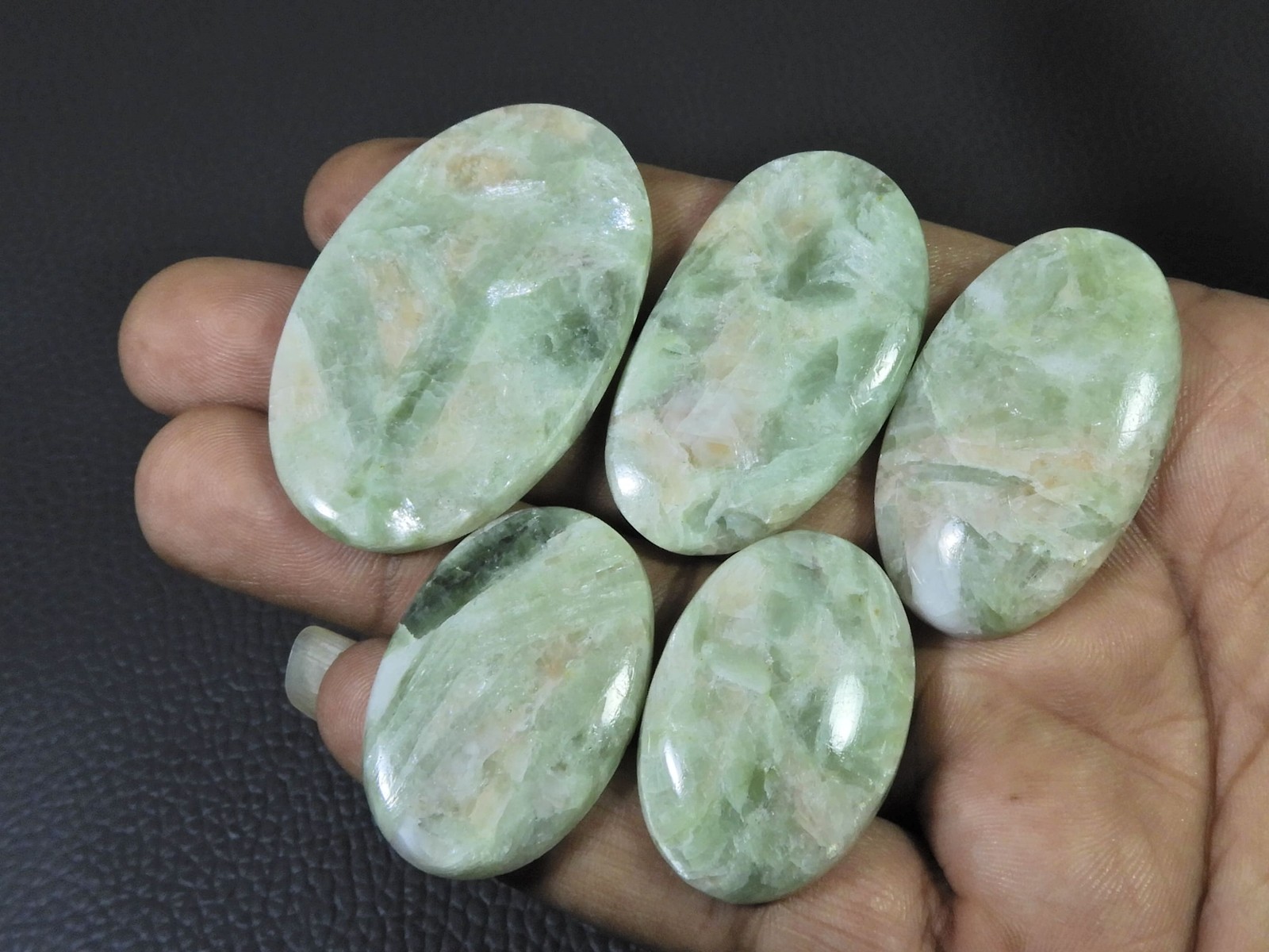 315Cts. Natural Golden Seraphinite Oval Cabochon Loose Gemstone 05 Pcs Lot z269