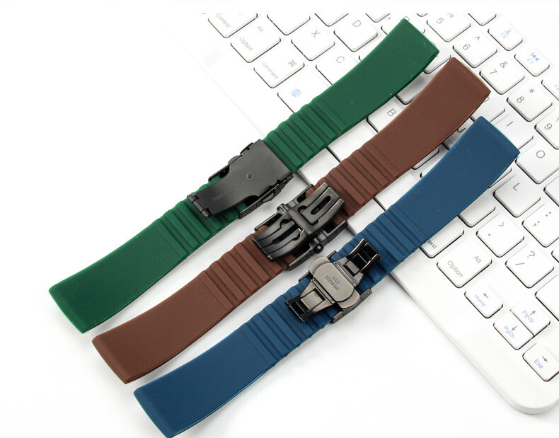 Premium Flat Stripe Silicone Watch Band Waterproof Rubber Strap 18 20 22 24mm