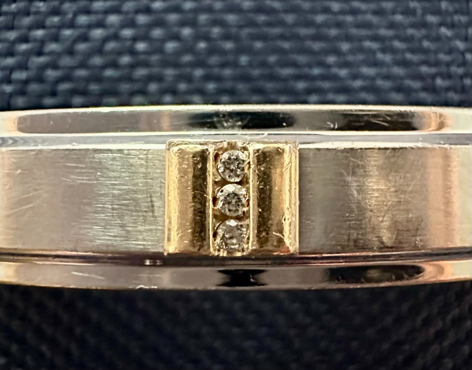 Mens IBG 14k Stainless Steel Bracelet With 3 Diamonds 8 1/4″