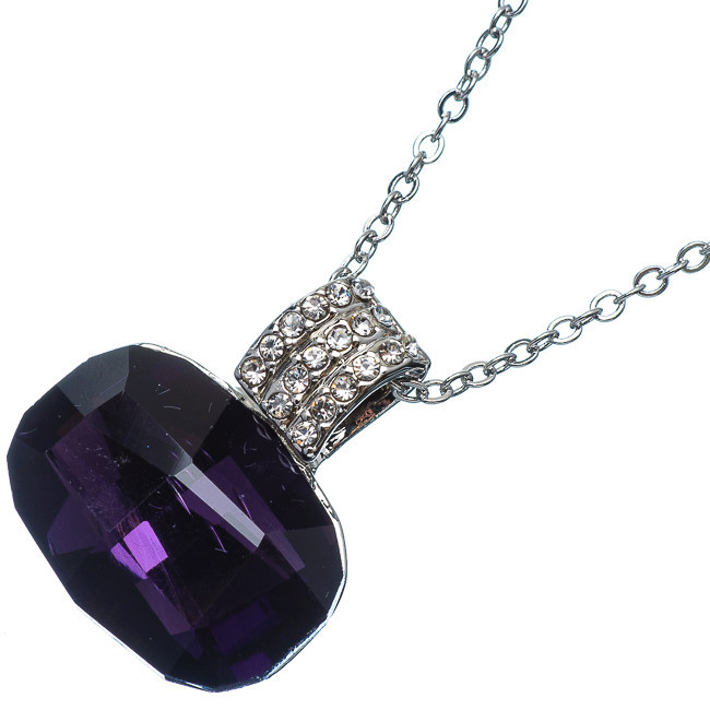 7.36 Ct Oval Cut Style Shape Purple Amethyst CZ 18K White Gold Plated Pendant