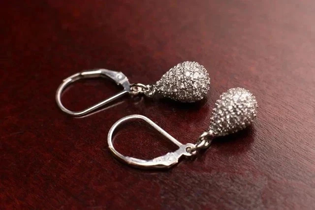 2Ct Round Lab CreatedDiamond Drop/Dangle Teardrop Earrings 14k White Gold Plated