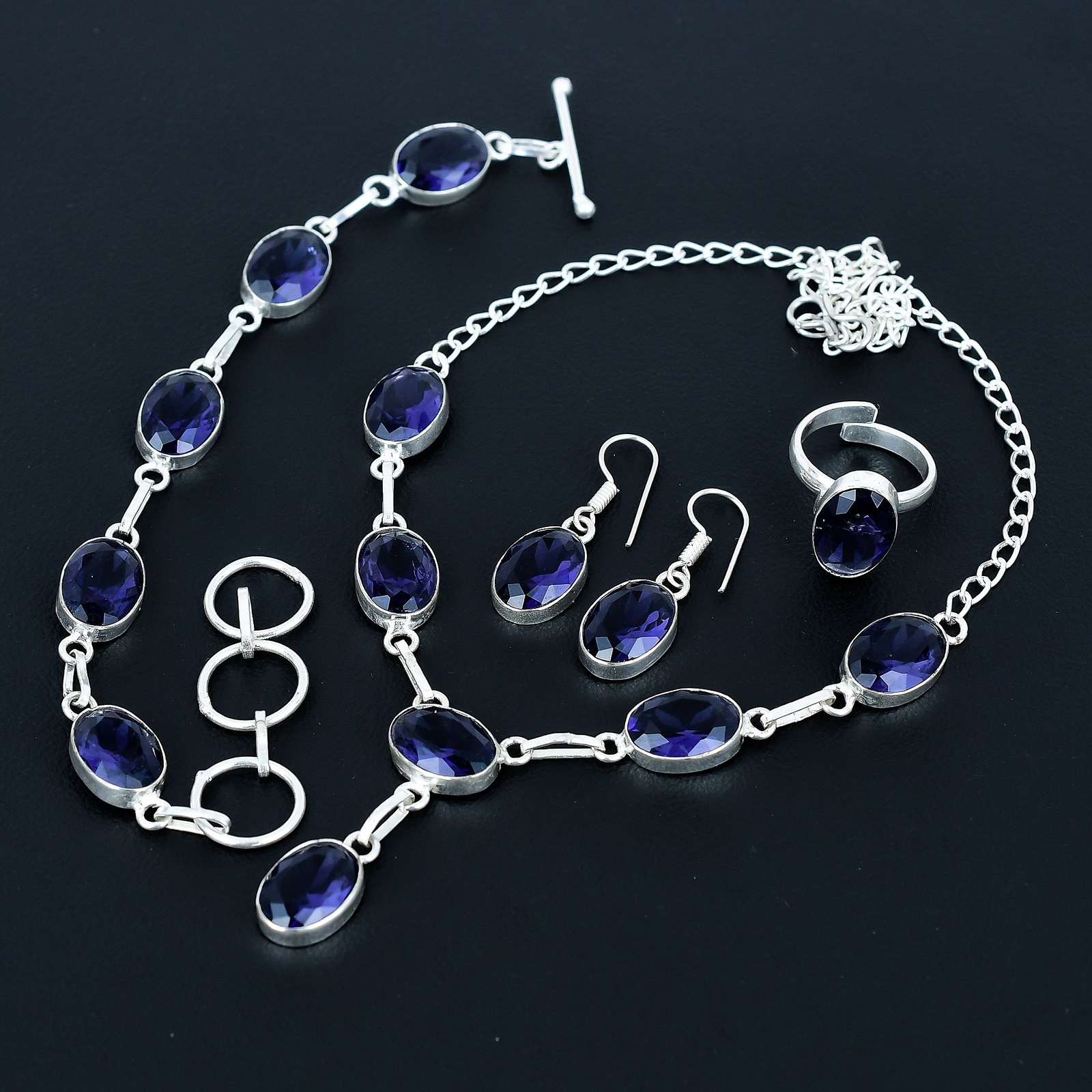 African Amethyst 925 Sterling Silver Oval Gemstone Handmade Jewelry Set VJ 211