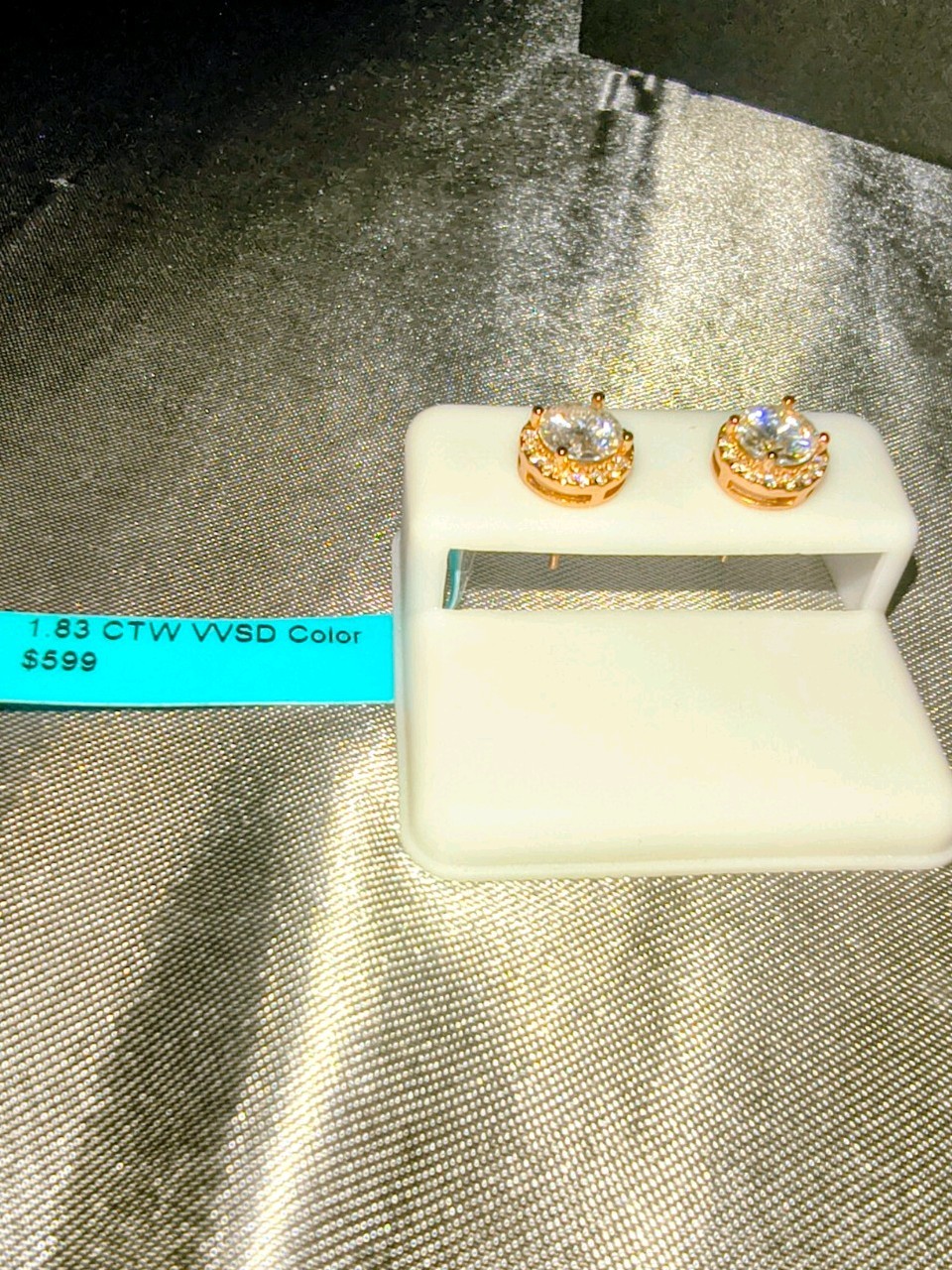 1.83 CT Diamond Earrings NWT Sterling Silver Rose Gold Plated