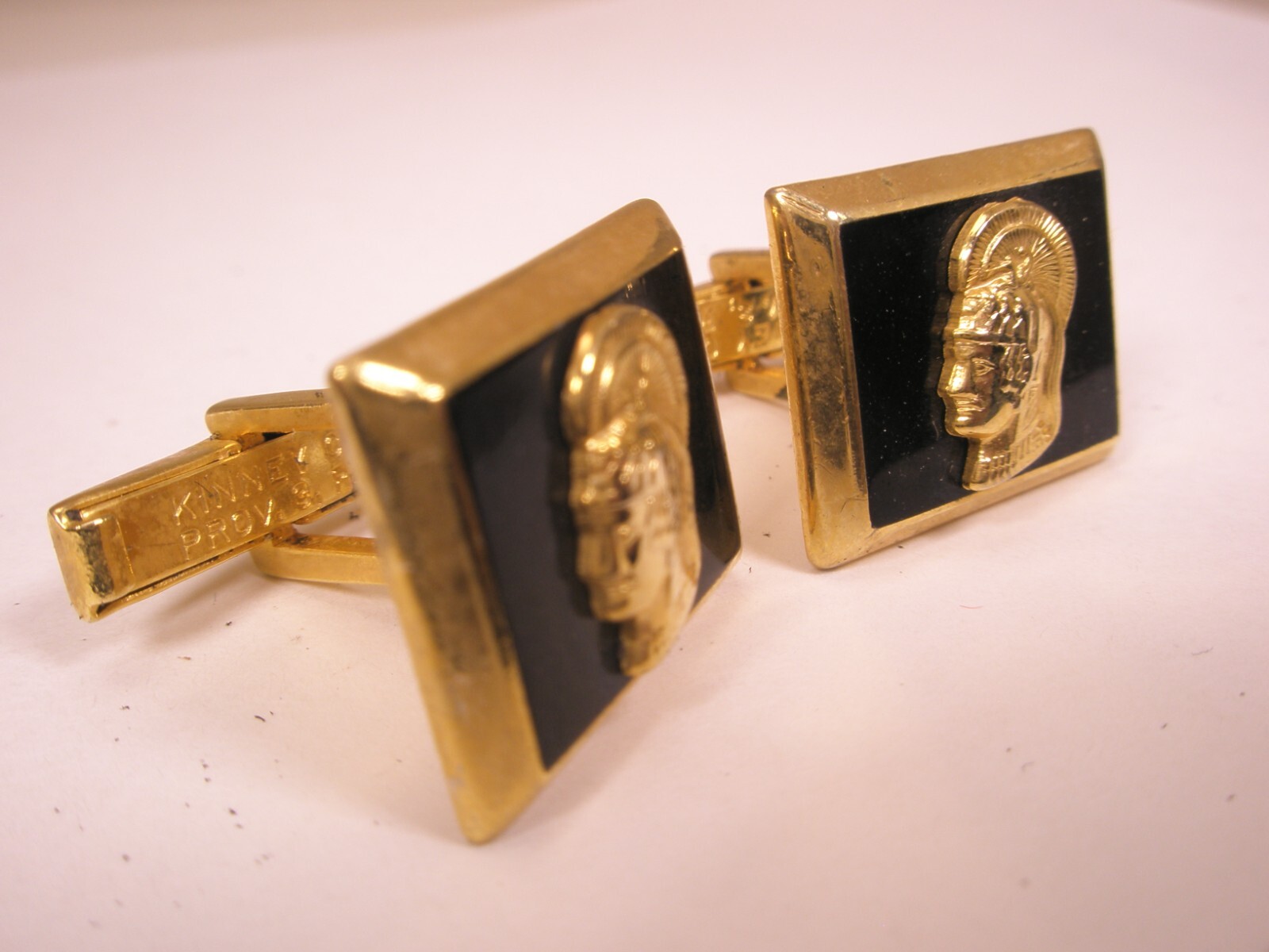 Helmeted Knight Warrior Soldier Vintage KINNEY CO Cuff Links
