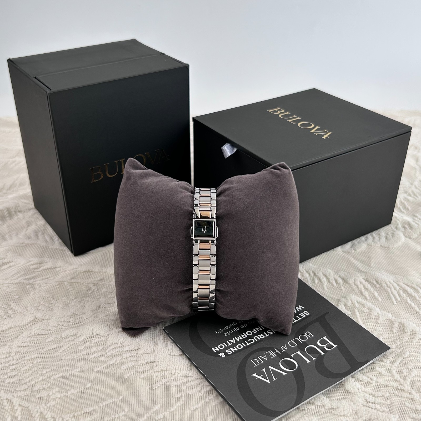 Bulova Sutton Diamond White/Rose Gold Dial 98P200 Women’s Quartz Watch 28MM