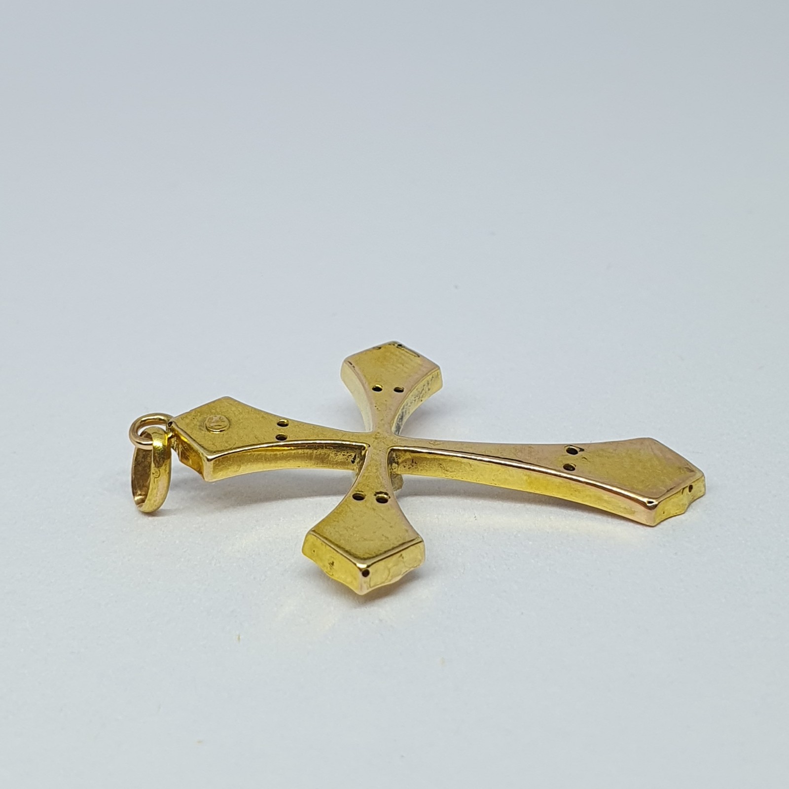 Antique Pendant Cross on Hollow 18kt Gold With Pearl – 890