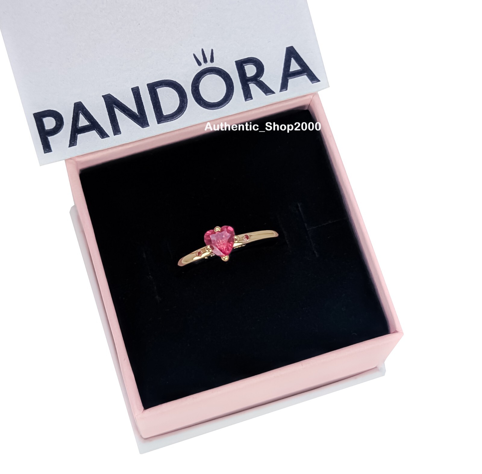 NEW 100% Authentic PANDORA 14k Gold P Red Heart Explosion of Love Ring 166574C01