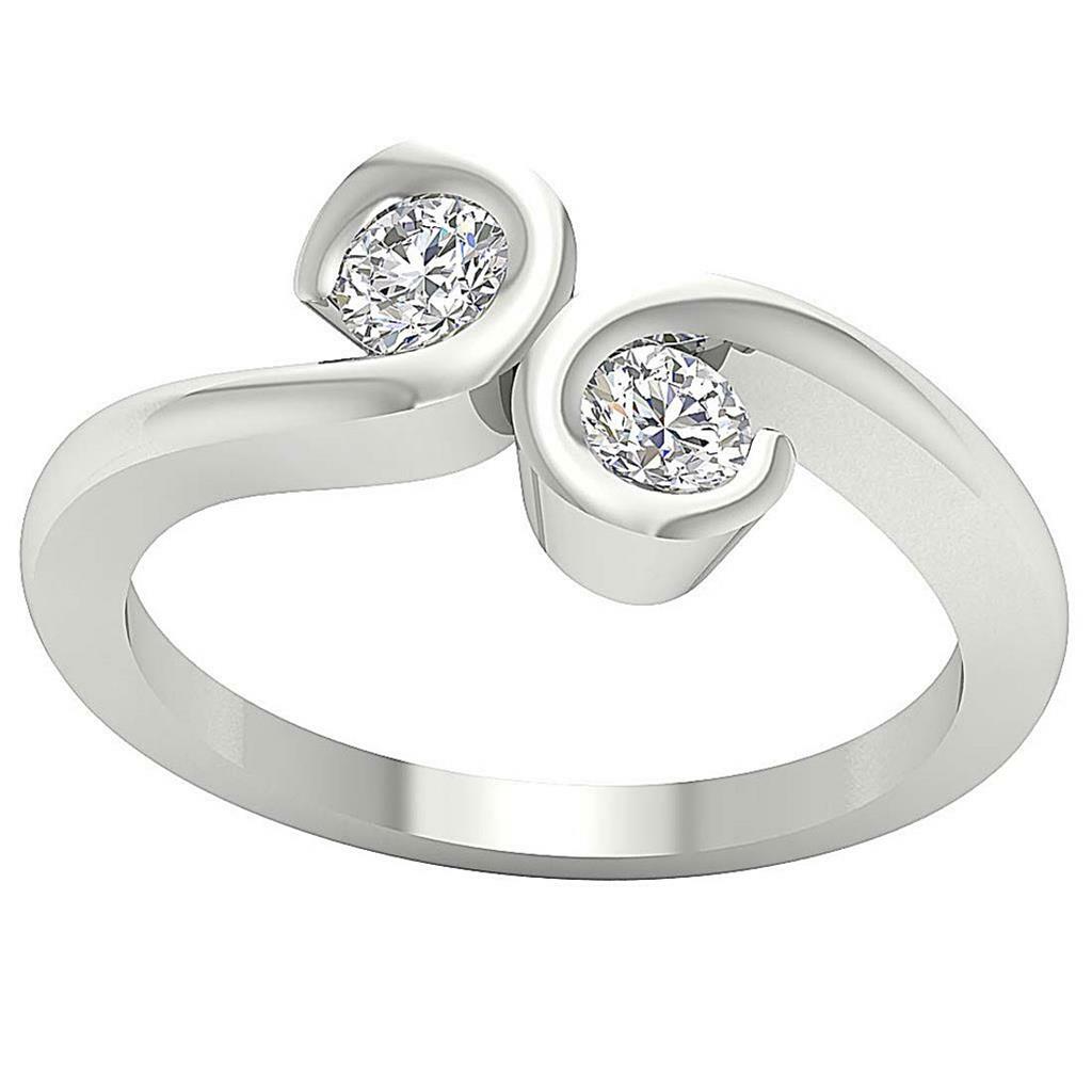 I1 G 0.55 Carat Natural Round Cut Diamond Forever Us Two Stone Ring 14K Gold