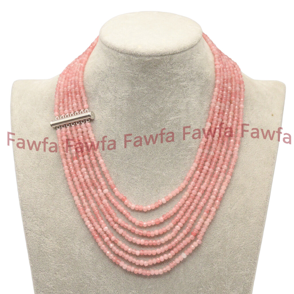 7Rows Faceted 2x4mm Natural Multicolor Jade Gems Rondelle Beads Necklaces 17-23″