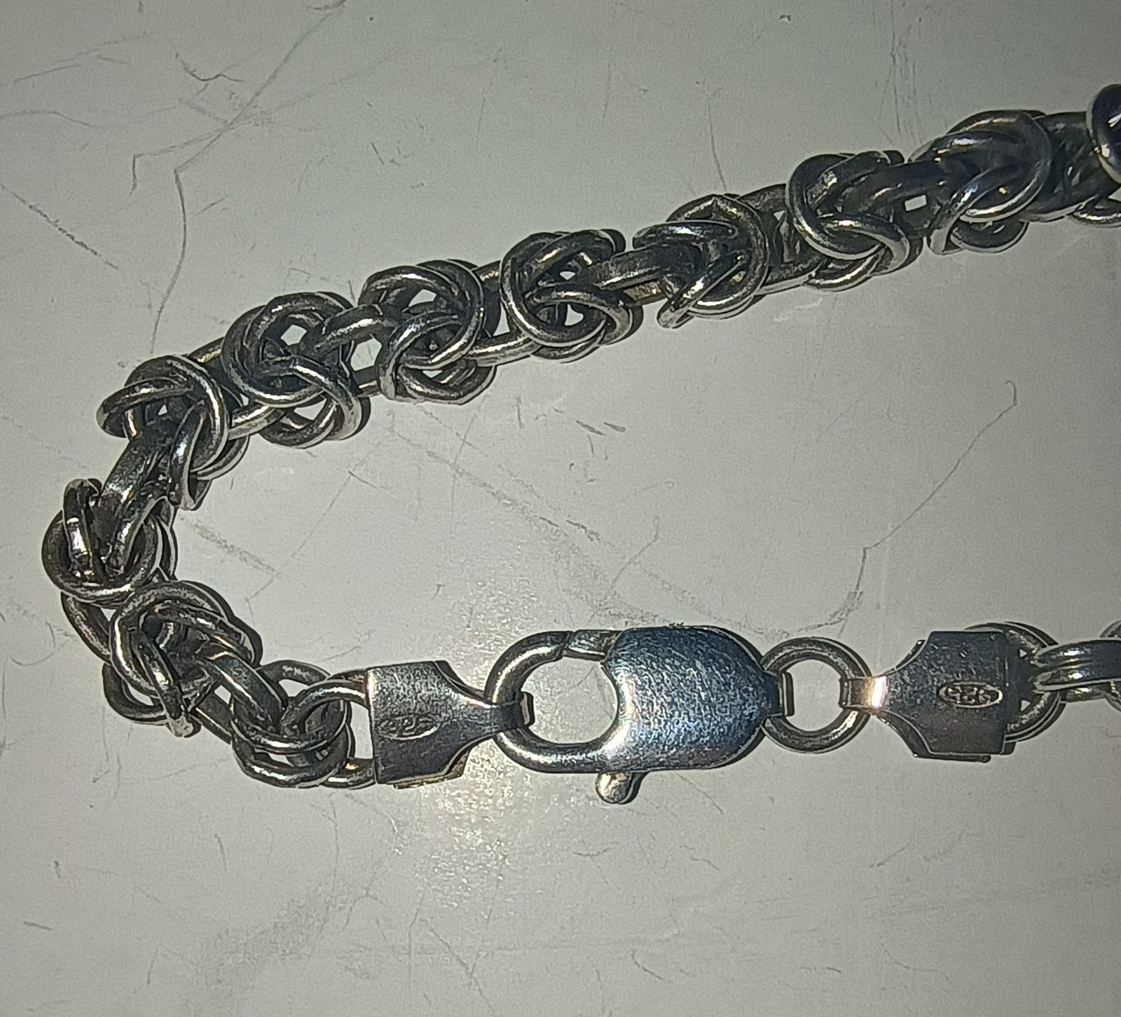 Sterling Silver .925 Byzantine Link Chain Necklace 18inch Approximately 46 Grams