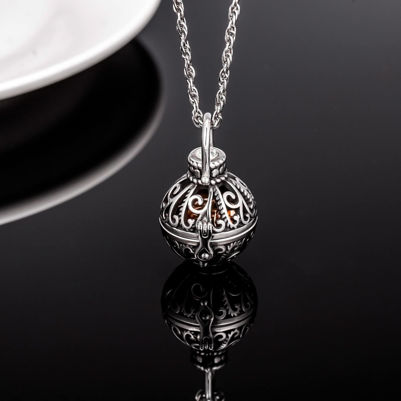Cremation Urn Necklace with Inner Jar, Keepsake Locket Memorial Jewelry