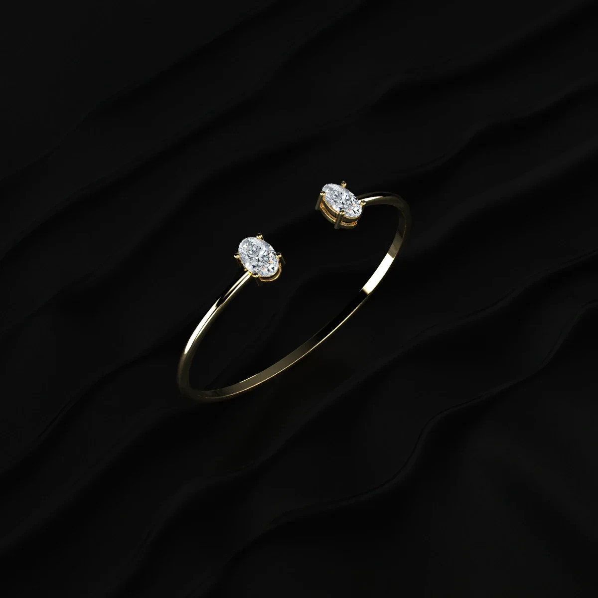 2Cttw Oval Moissanite Toi Et Moi Open Bangle