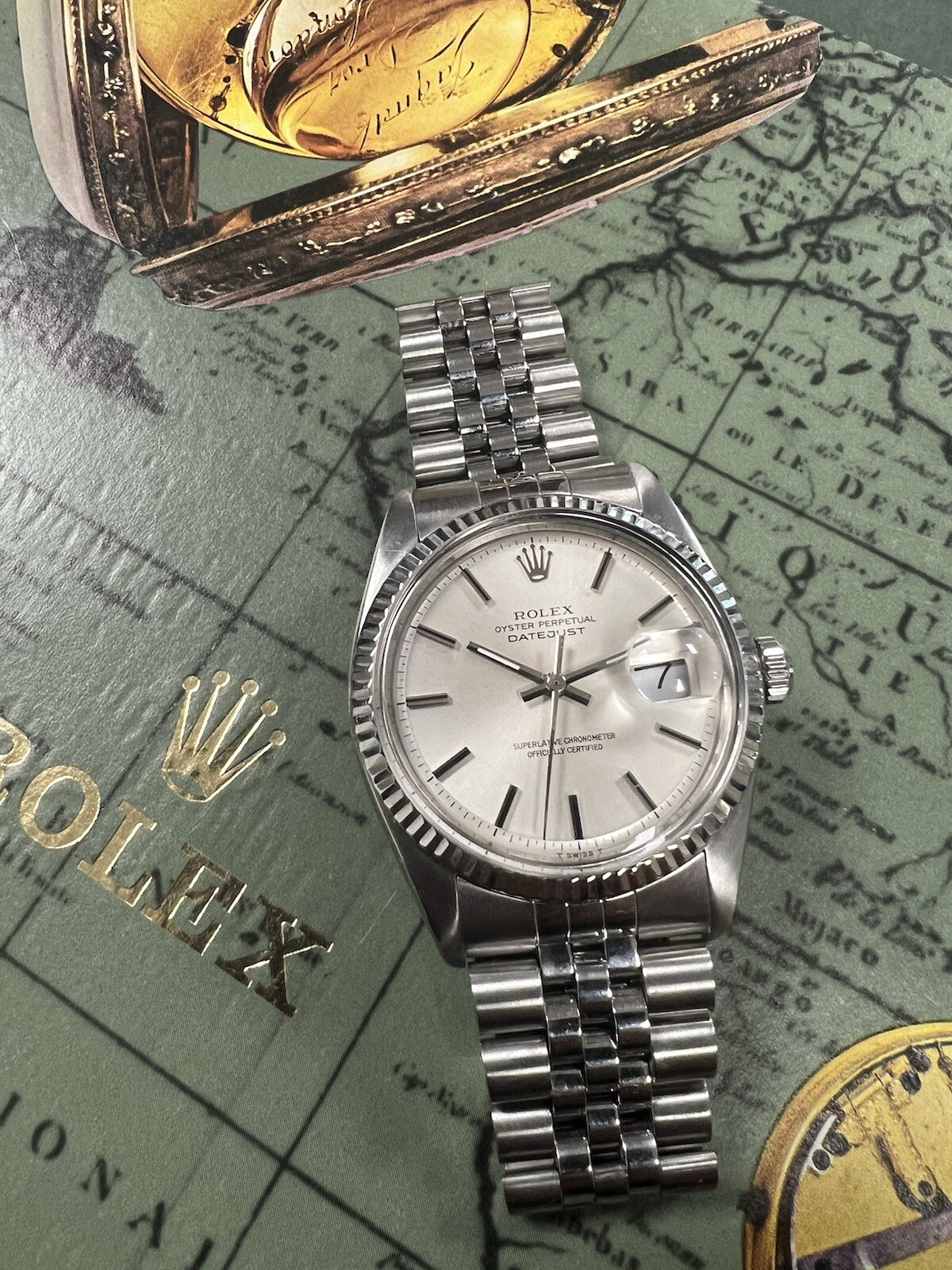 Mens Rolex Datejust White Gold Stainless Silver Dial 36mm Watch 1601