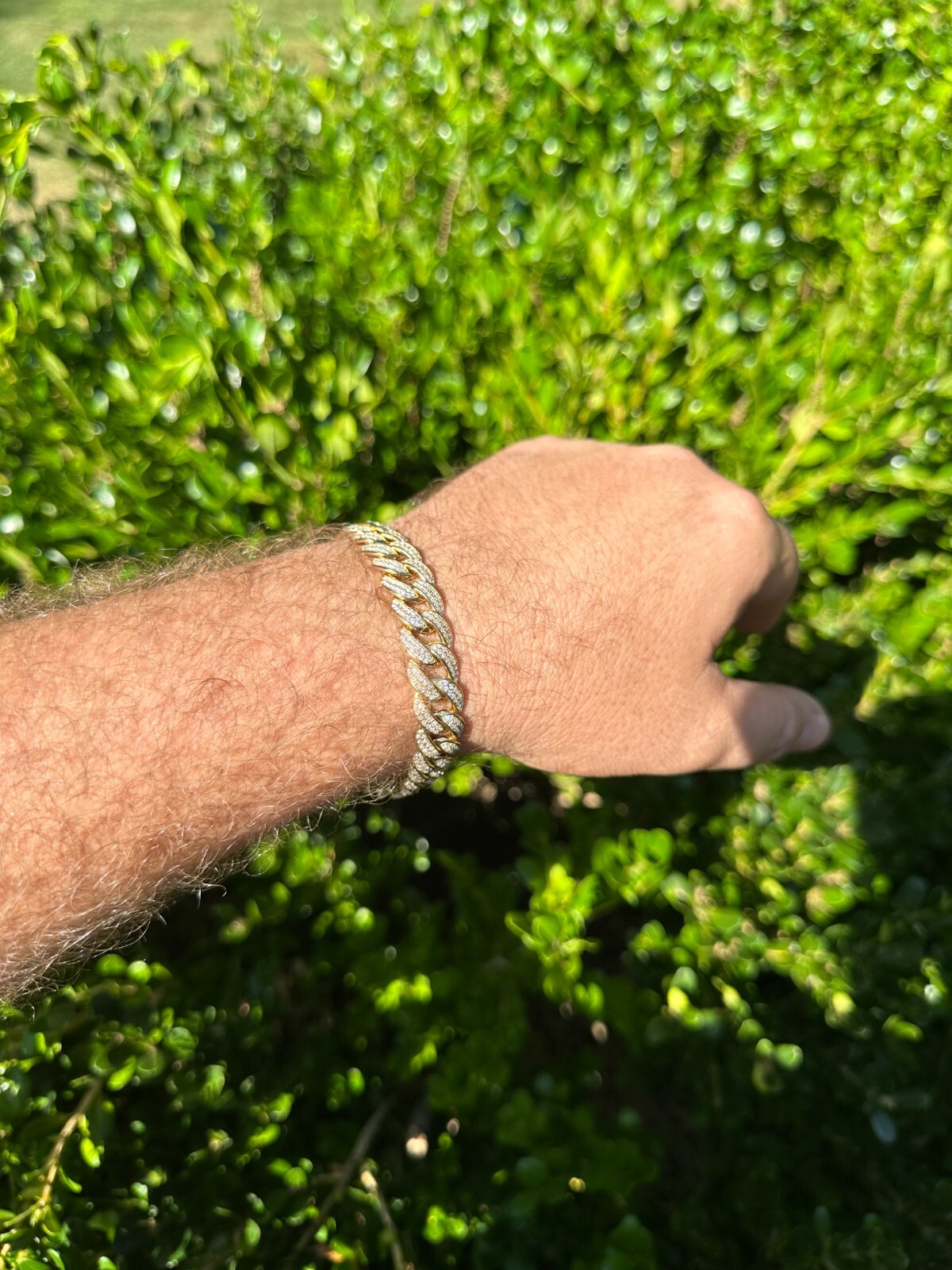 Mens Miami Cuban Link Bracelet Real Icy Solid 14k Gold Plated 925 Silver CZ 12mm