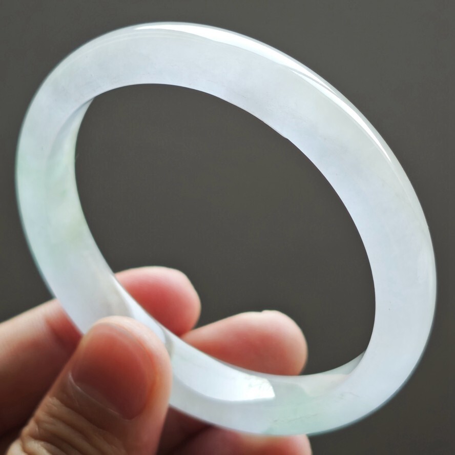 61mm Natural Icy Green Jadeite Jade Bracelet Burma Jadeite Jade Big Bangle 3110
