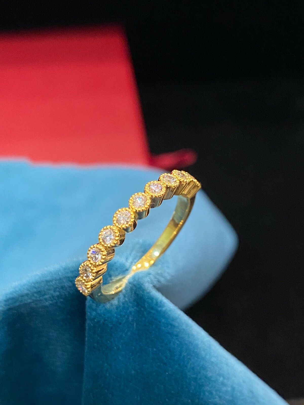 0.44 Cts Round Brilliant Cut Diamonds Wedding Band Stacking Ring In 750 18K Gold