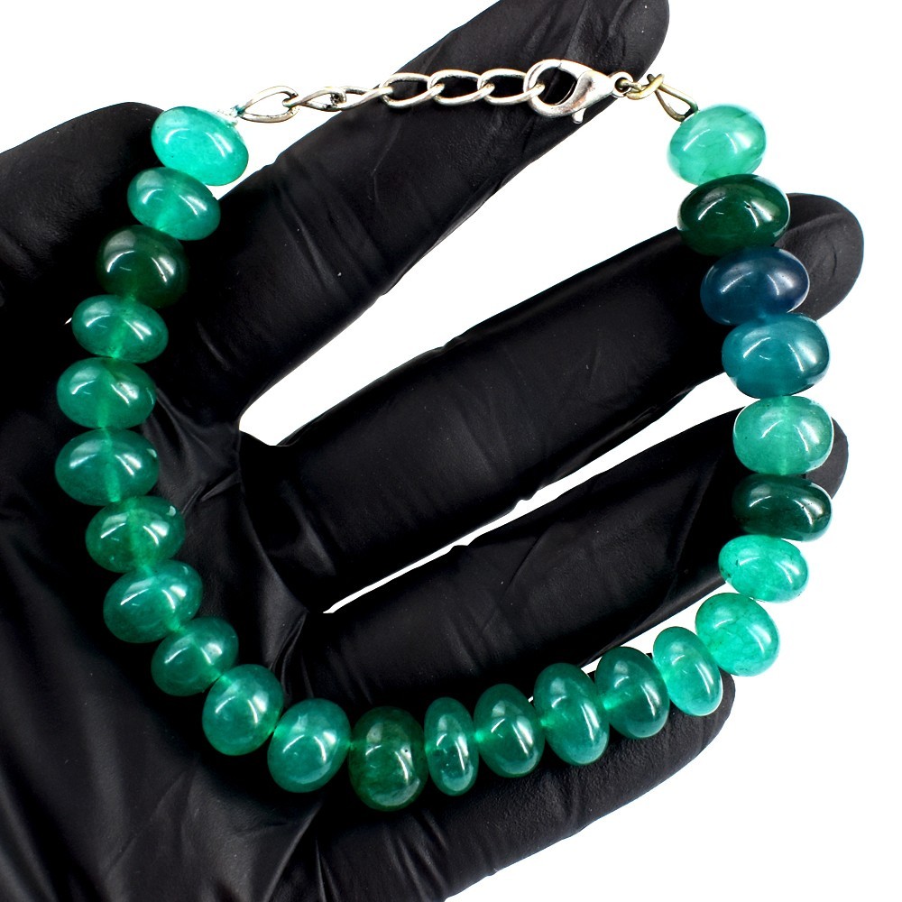 Awesome Round Shape 157.00 Cts Green Emerald Beaded Wonderful Bracelet RK 58E707