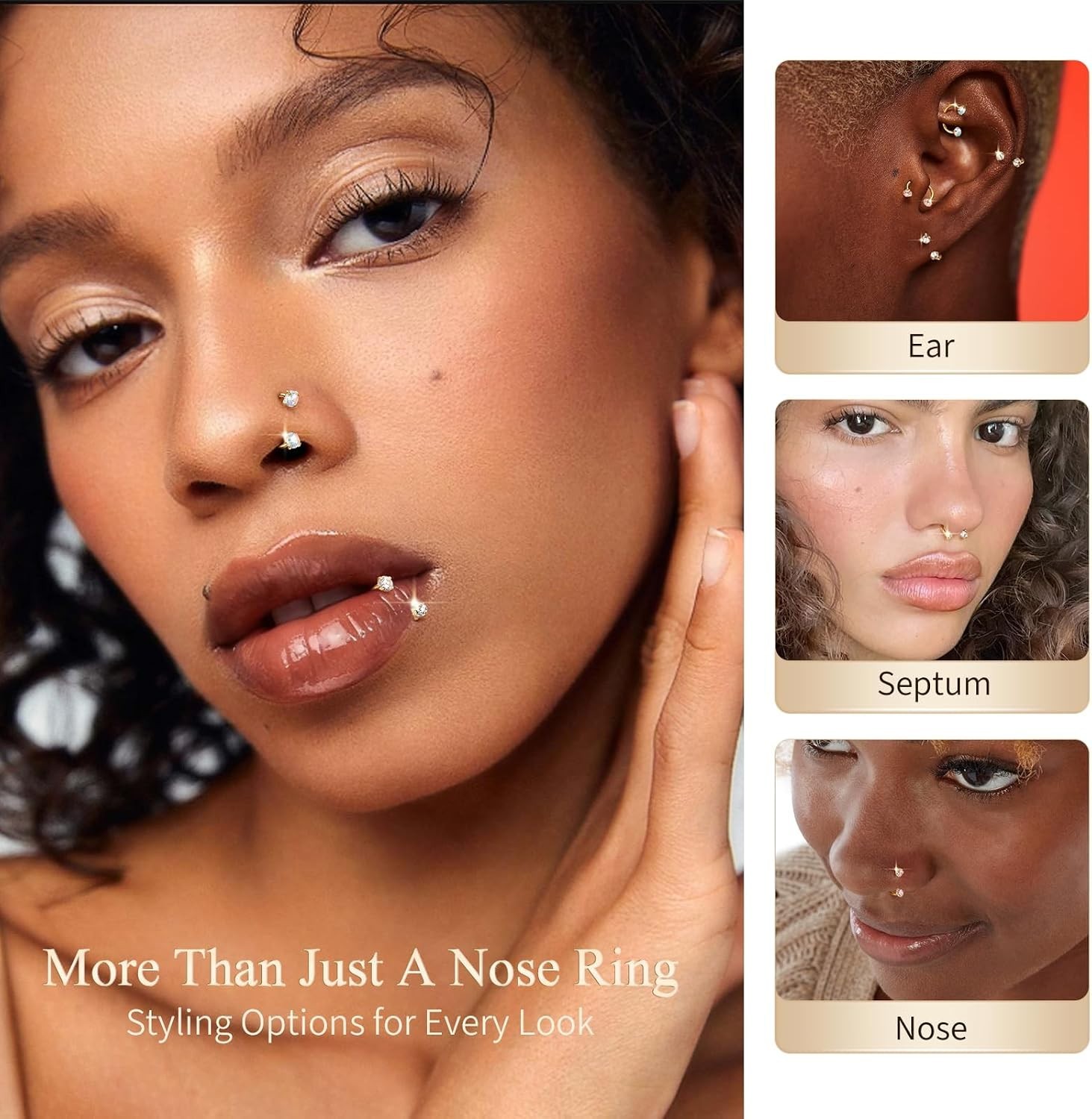 Versatile Horseshoe Nose Rings for Septum, Nostril & Cartilage – Easy Change