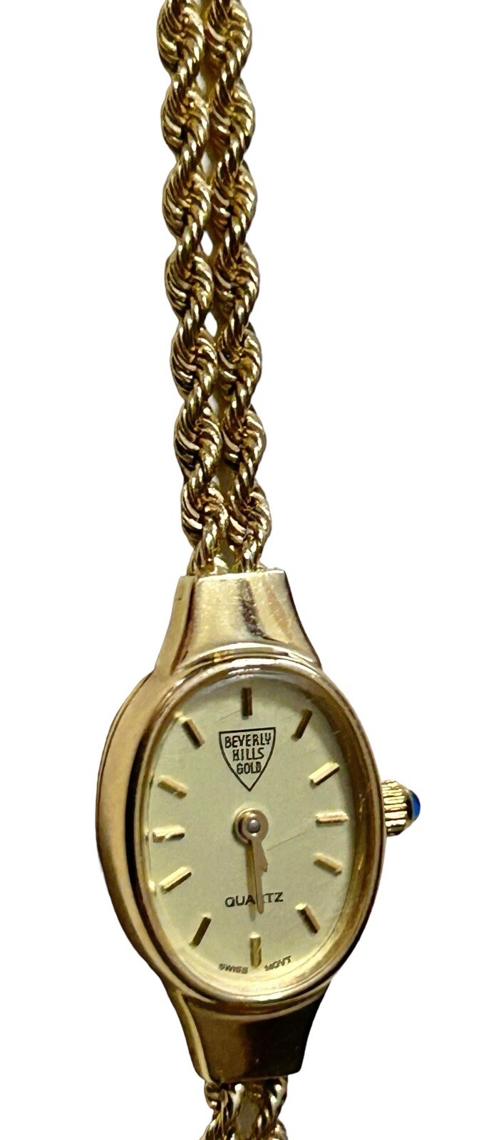 14K Gold Yellow Gold BEVERLY HILLS Women’s Rope Bracelet Watch 12.45g 6.5”