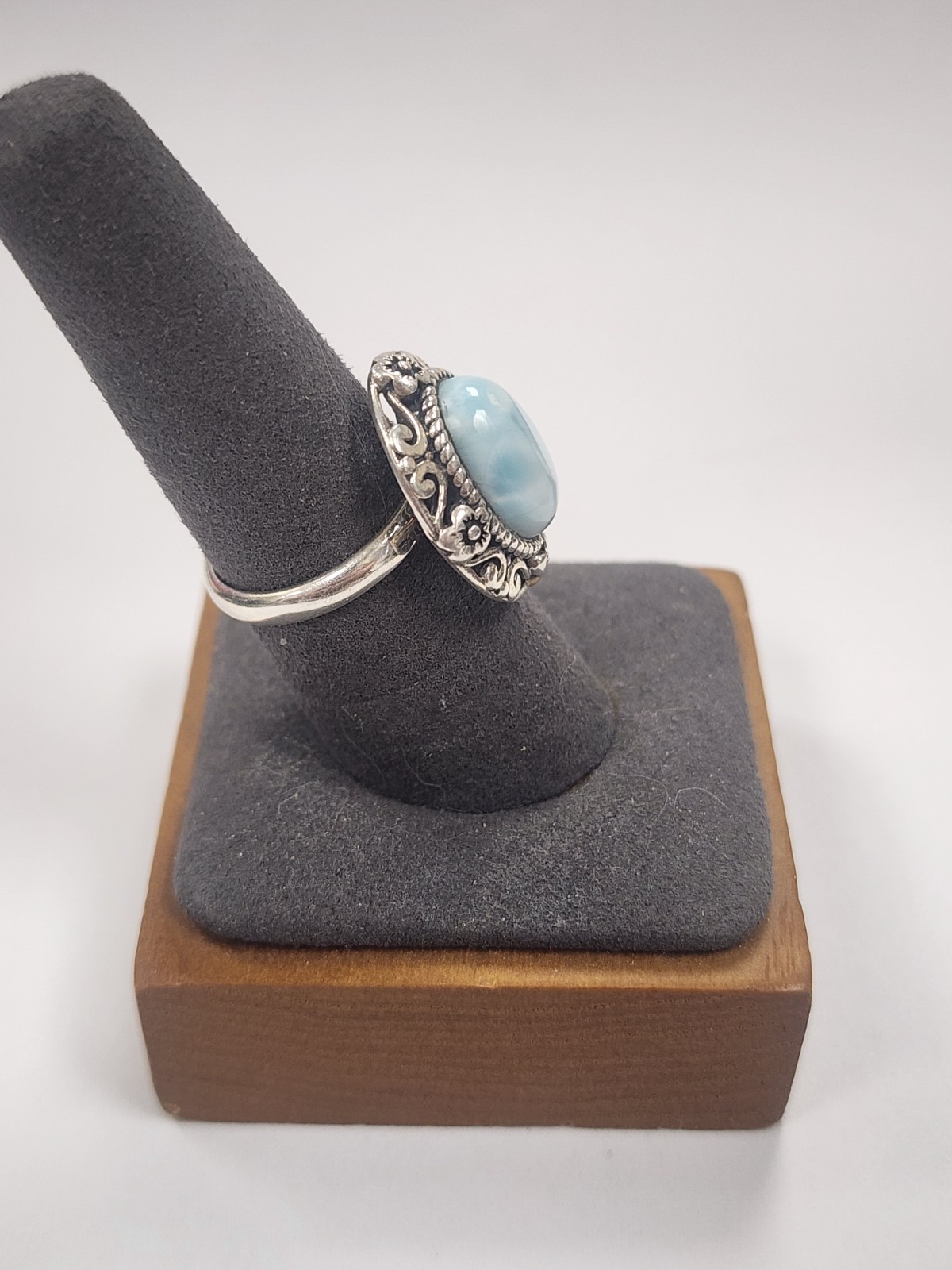 Blue Larimar Sterling Silver Ring #3622