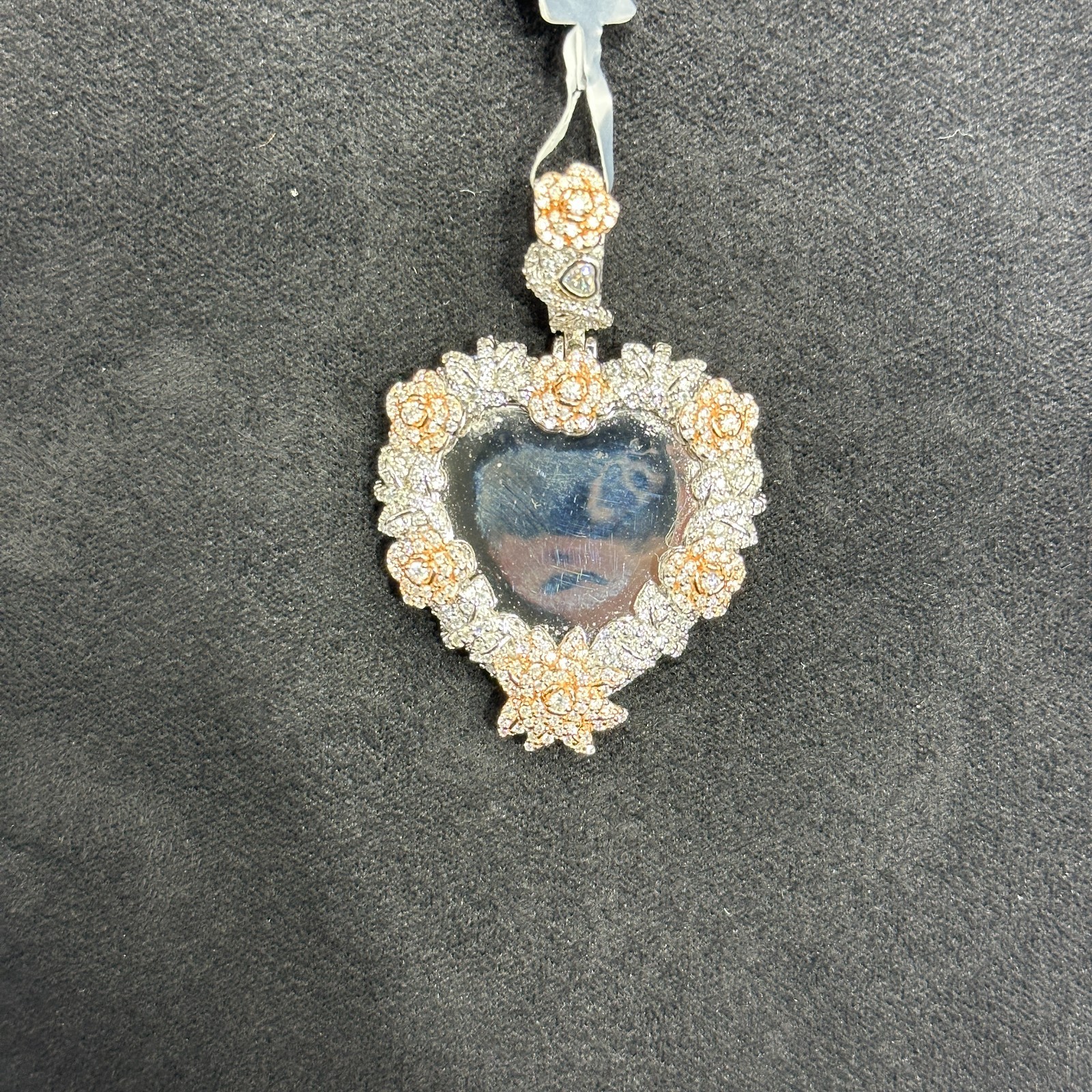 Heart with Flowers Moissanite 2.75CTW with 925 Silver Rose Gold Plated