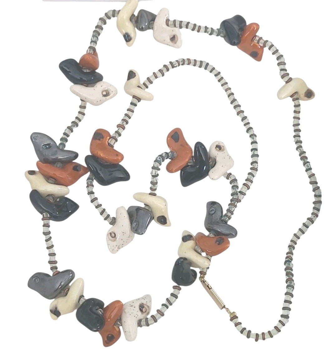 Kazuri Necklace Bird Bead Kenya Ceramic 35 Birds White Handmade