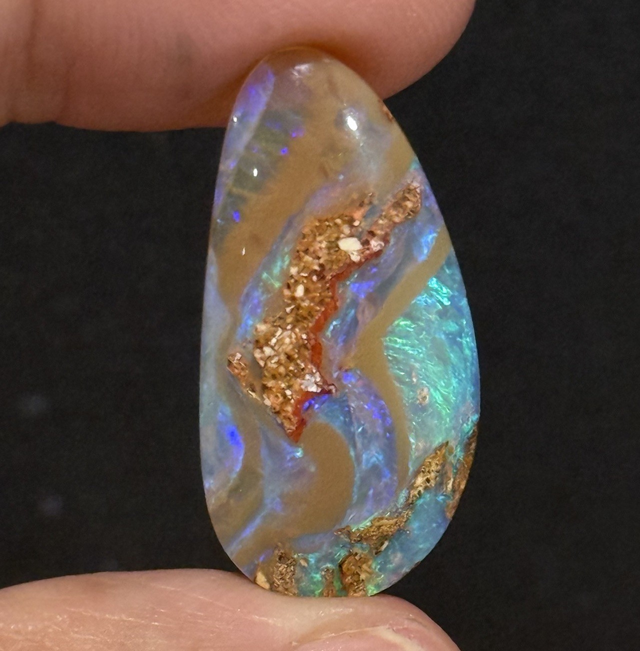 12.6ct 28.65×14.3×4.7mm Crystal Pipe Australian Boulder Opal Cabochon Gem
