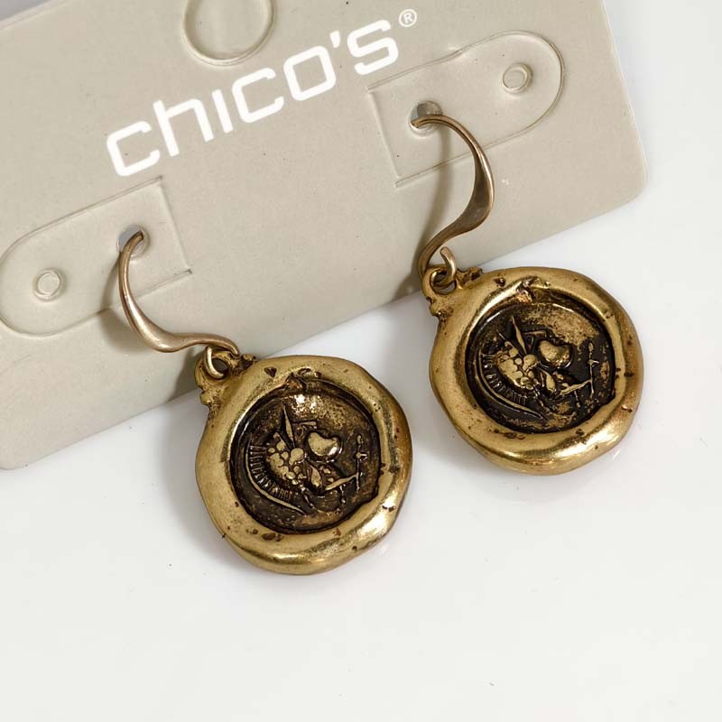 New Chicos Reversed Tag Drop Earrings Gift Retro Women Party Vacation Jewelry